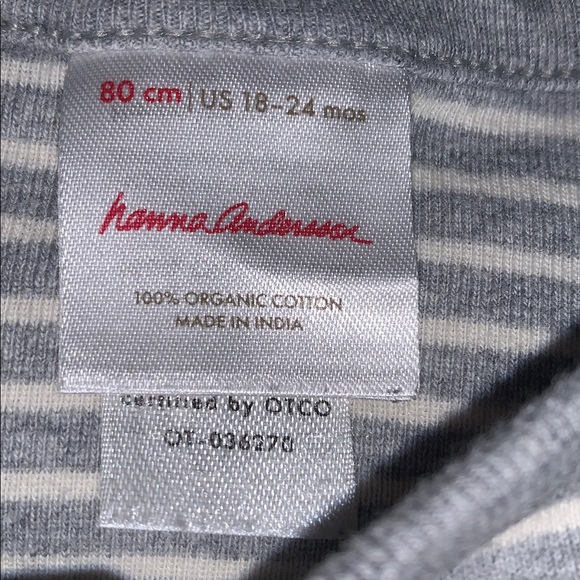 Hanna Andersson Gray & White Striped Onesie 18-24M EUC 80 - Picture 3 of 7